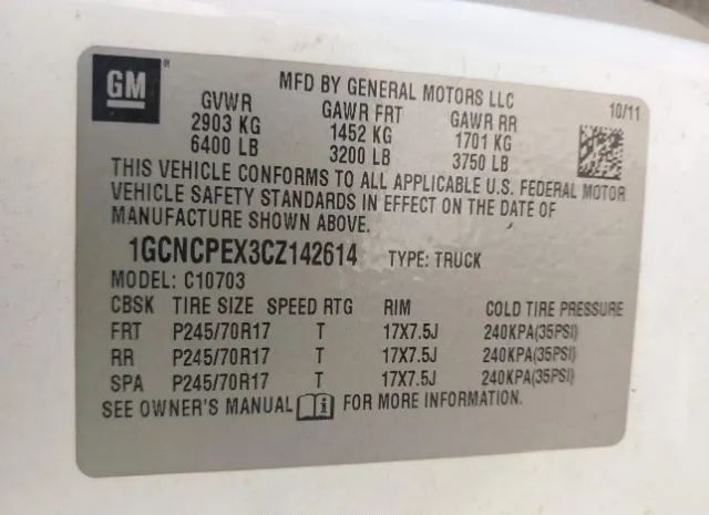 Photo 8 VIN: 1GCNCPEX3CZ142614 - CHEVROLET SILVERADO 1500 