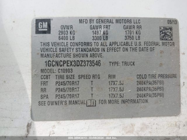 Photo 8 VIN: 1GCNCPEX3DZ373546 - CHEVROLET SILVERADO 1500 