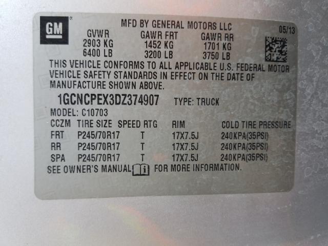 Photo 9 VIN: 1GCNCPEX3DZ374907 - CHEVROLET SILVERADO 