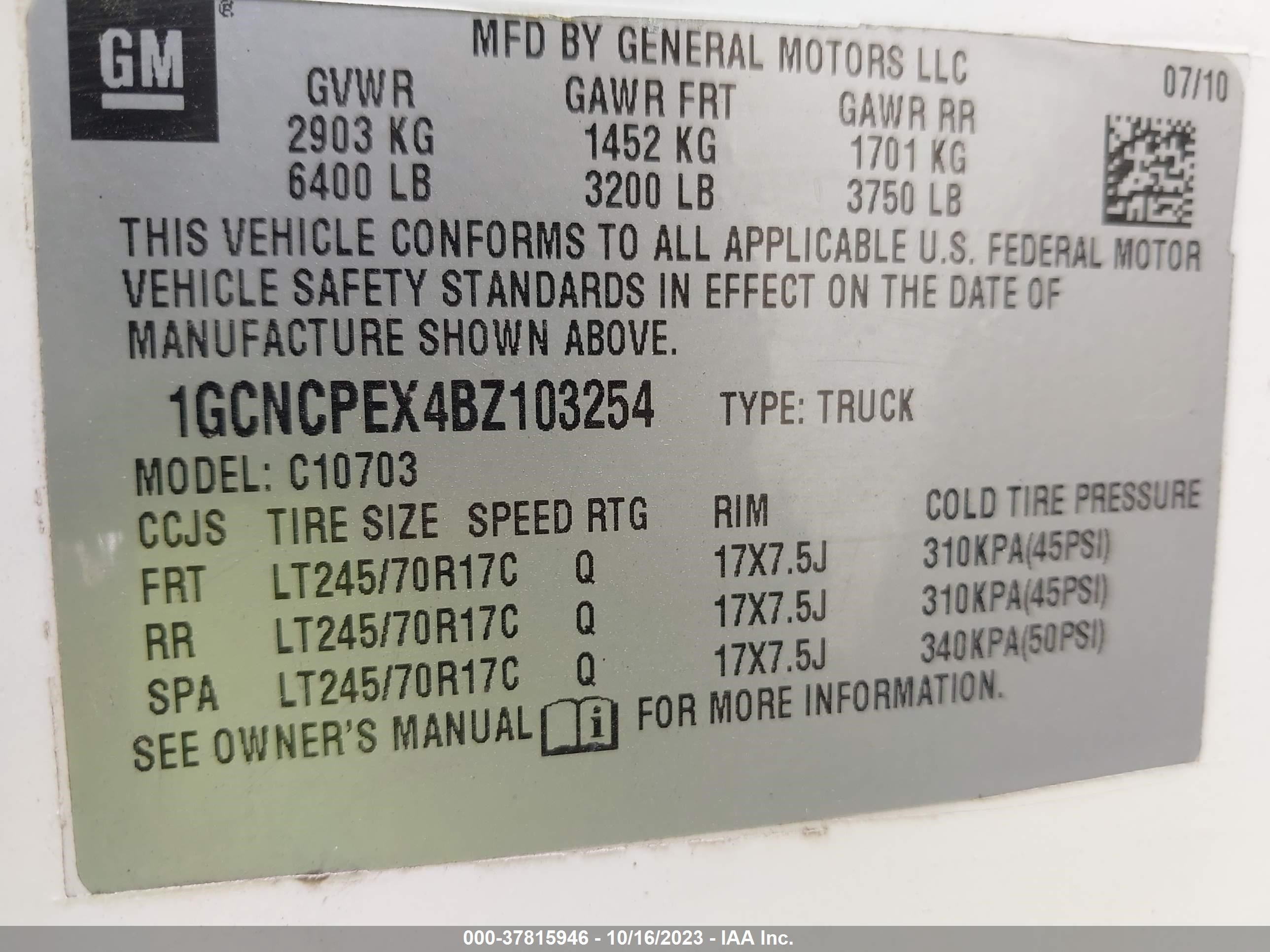 Photo 8 VIN: 1GCNCPEX4BZ103254 - CHEVROLET SILVERADO 