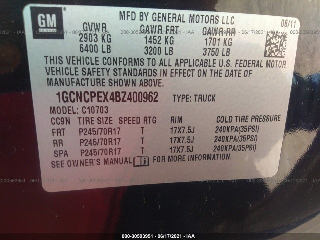 Photo 8 VIN: 1GCNCPEX4BZ400962 - CHEVROLET SILVERADO 1500 