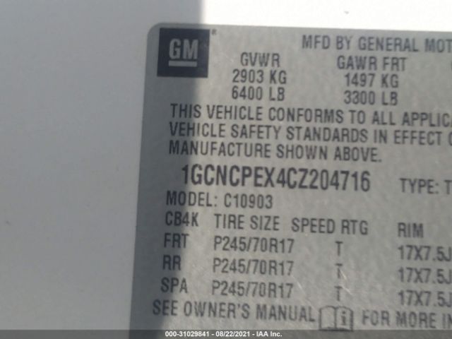 Photo 8 VIN: 1GCNCPEX4CZ204716 - CHEVROLET SILVERADO 1500 