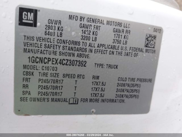 Photo 8 VIN: 1GCNCPEX4CZ307392 - CHEVROLET SILVERADO 1500 