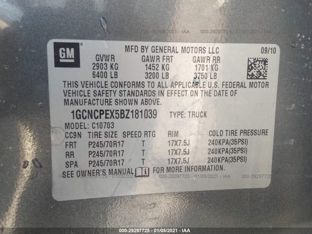 Photo 8 VIN: 1GCNCPEX5BZ181039 - CHEVROLET SILVERADO 1500 