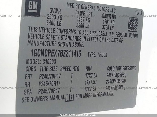 Photo 8 VIN: 1GCNCPEX7BZ211416 - CHEVROLET SILVERADO 1500 