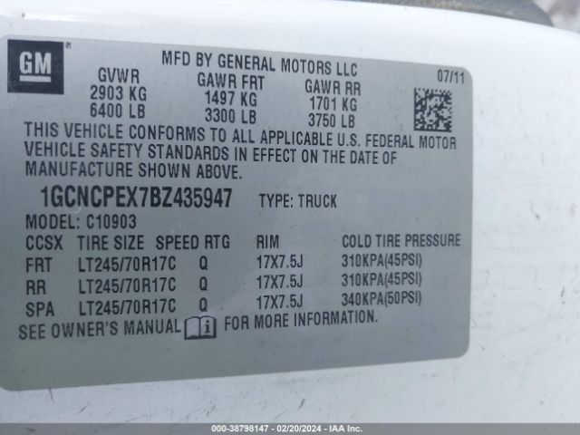 Photo 8 VIN: 1GCNCPEX7BZ435947 - CHEVROLET SILVERADO 1500 