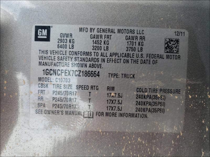 Photo 9 VIN: 1GCNCPEX7CZ186664 - CHEVROLET SILVERADO 