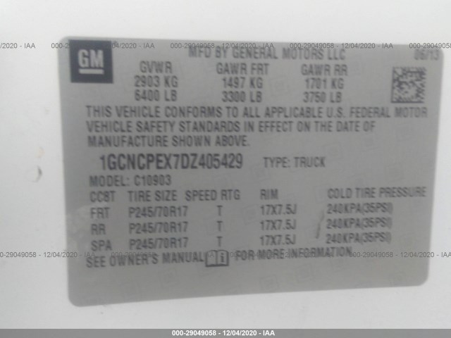 Photo 8 VIN: 1GCNCPEX7DZ405429 - CHEVROLET SILVERADO 1500 