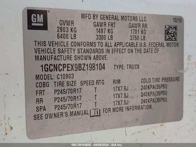 Photo 8 VIN: 1GCNCPEX9BZ198104 - CHEVROLET SILVERADO 1500 