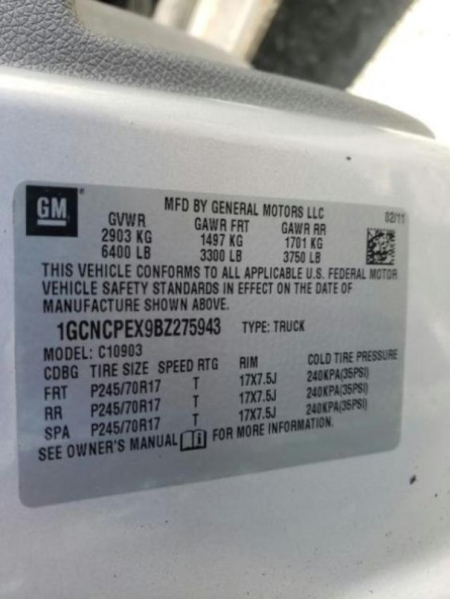 Photo 9 VIN: 1GCNCPEX9BZ275943 - CHEVROLET SILVERADO 