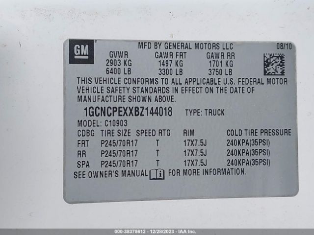 Photo 8 VIN: 1GCNCPEXXBZ144018 - CHEVROLET SILVERADO 1500 