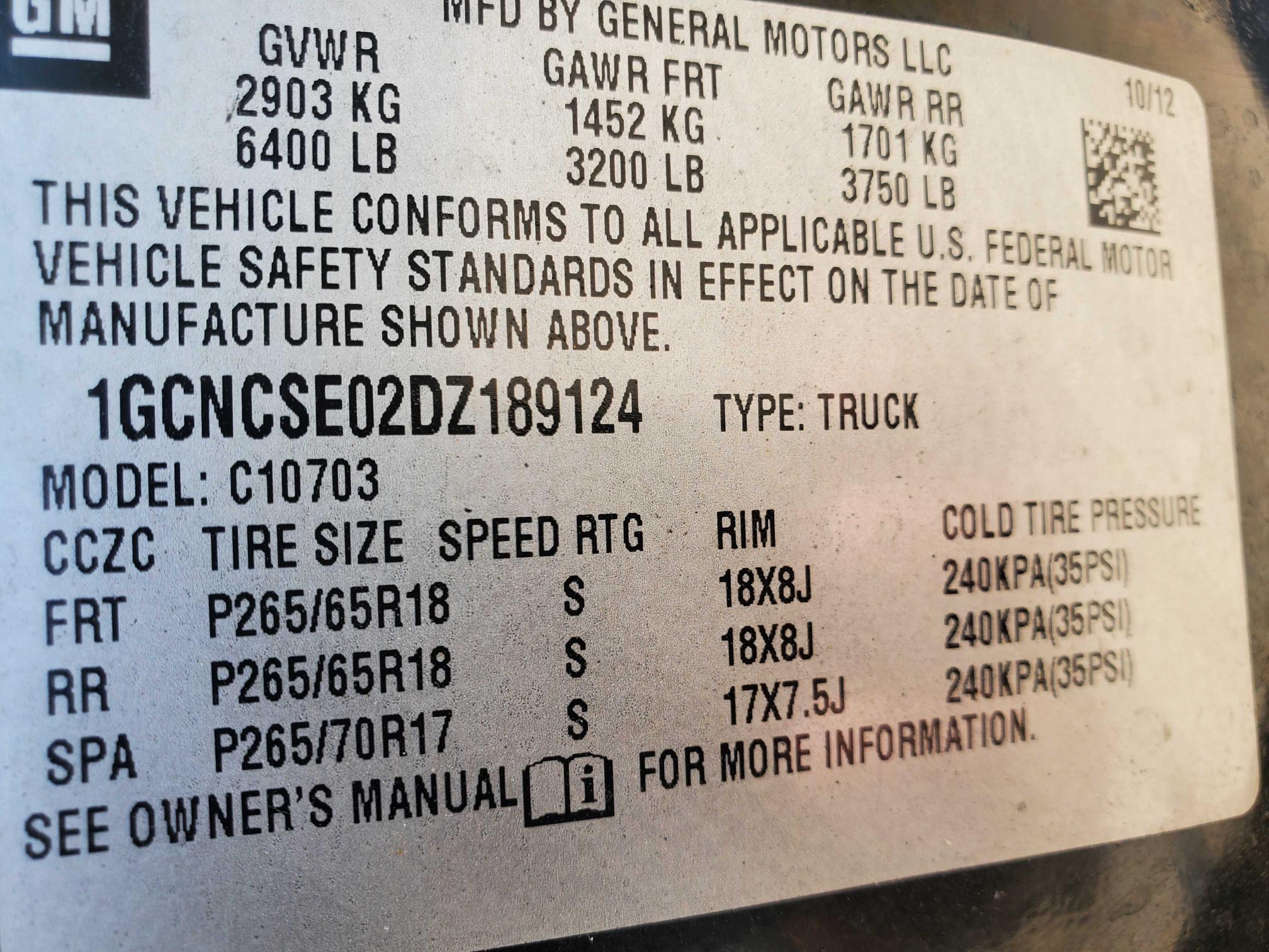 Photo 9 VIN: 1GCNCSE02DZ189124 - CHEVROLET SILVERADO 