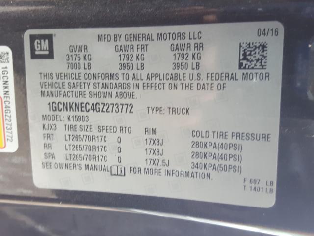 Photo 9 VIN: 1GCNKNEC4GZ273772 - CHEVROLET SILVERADO 