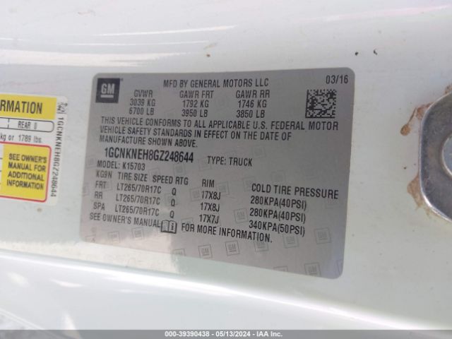 Photo 8 VIN: 1GCNKNEH8GZ248644 - CHEVROLET SILVERADO 1500 