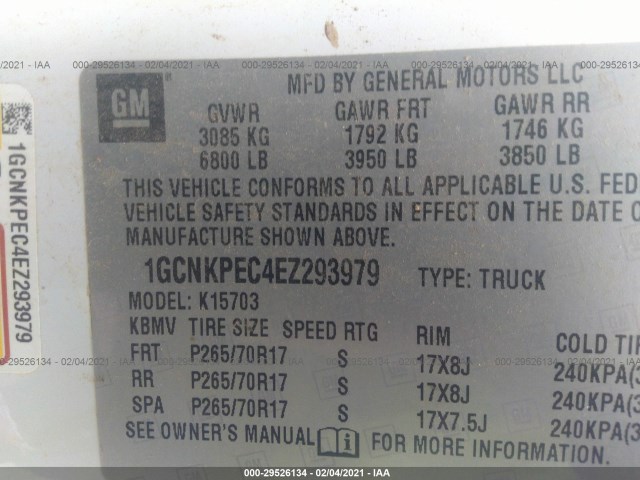 Photo 8 VIN: 1GCNKPEC4EZ293979 - CHEVROLET SILVERADO 1500 