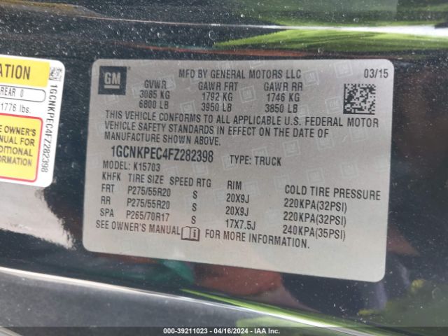 Photo 8 VIN: 1GCNKPEC4FZ282398 - CHEVROLET SILVERADO 1500 