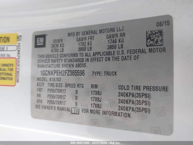 Photo 8 VIN: 1GCNKPEH2FZ365596 - CHEVROLET SILVERADO 1500 