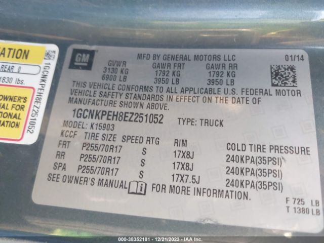 Photo 8 VIN: 1GCNKPEH8EZ251052 - CHEVROLET SILVERADO 1500 