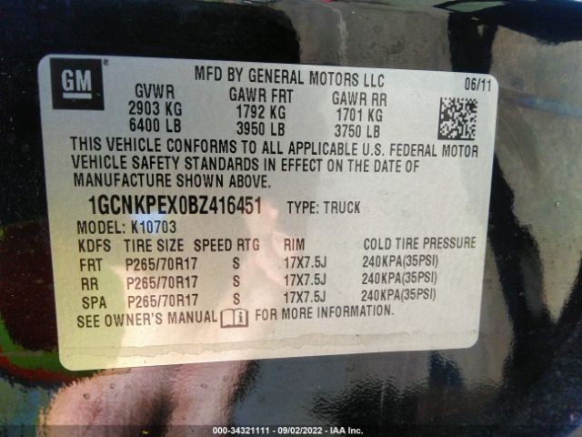 Photo 8 VIN: 1GCNKPEX0BZ416451 - CHEVROLET SILVERADO 1500 