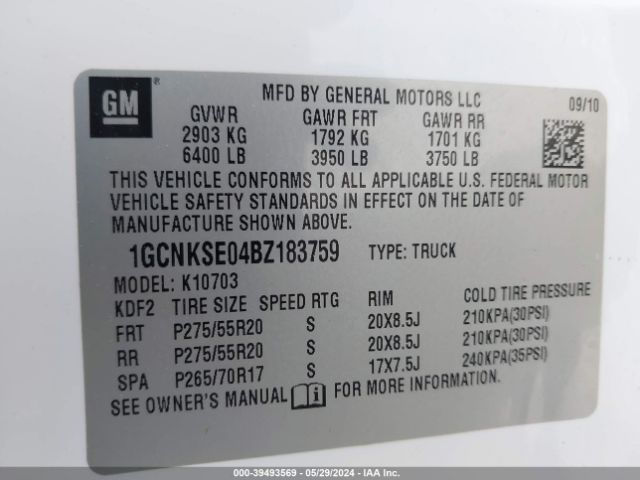 Photo 8 VIN: 1GCNKSE04BZ183759 - CHEVROLET SILVERADO 