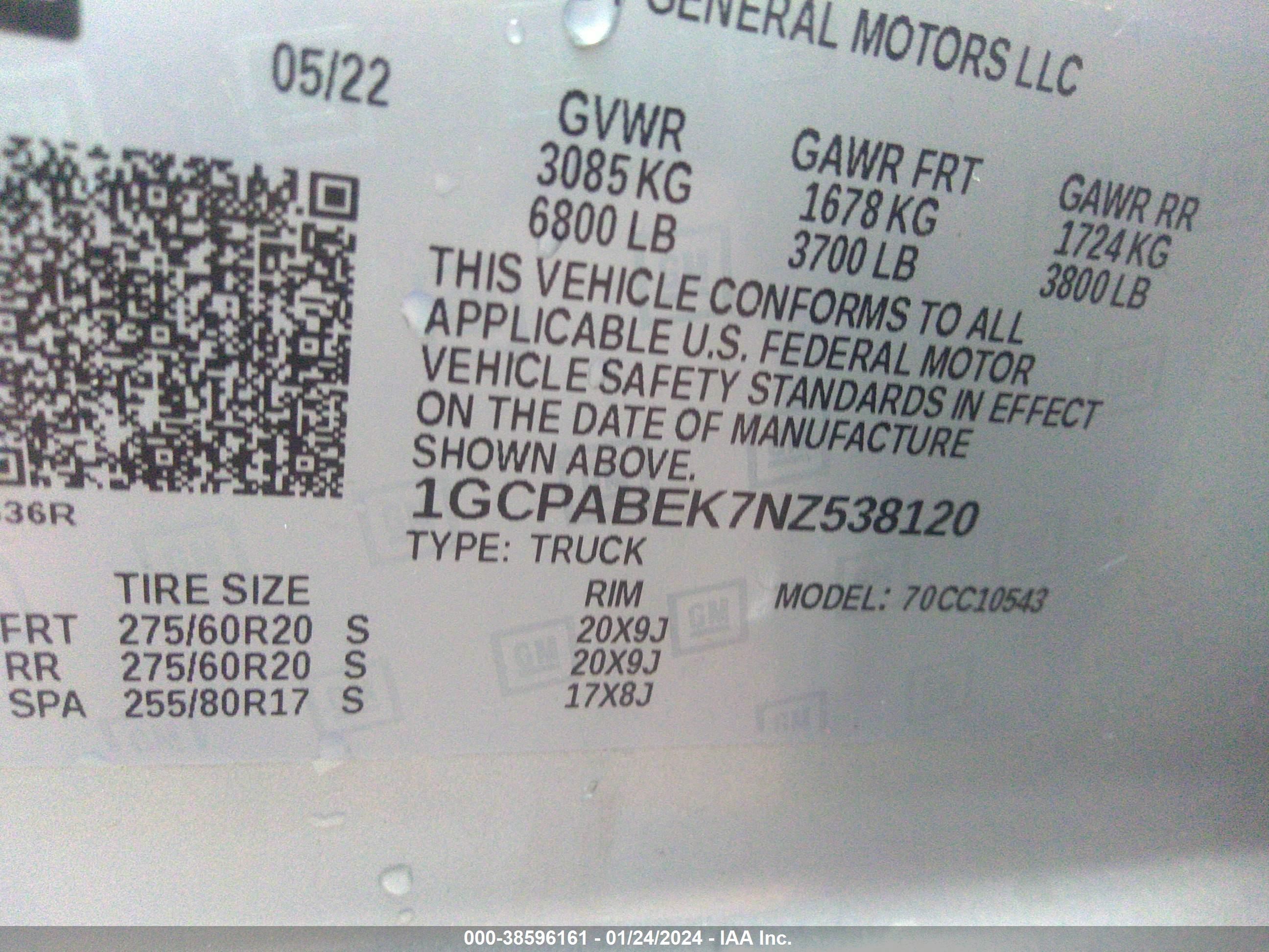 Photo 8 VIN: 1GCPABEK7NZ538120 - CHEVROLET SILVERADO 