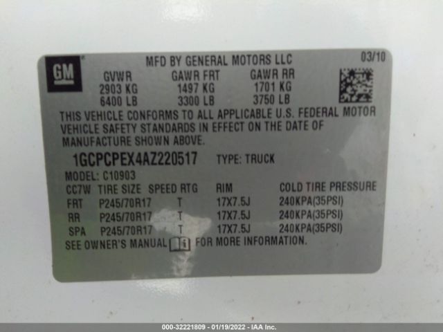 Photo 8 VIN: 1GCPCPEX4AZ220517 - CHEVROLET SILVERADO 1500 