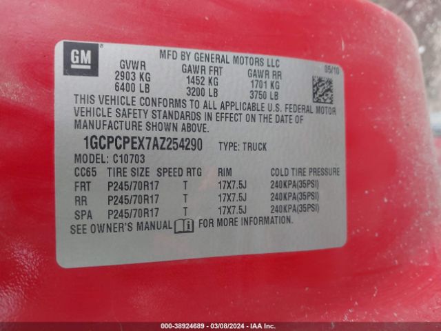 Photo 8 VIN: 1GCPCPEX7AZ254290 - CHEVROLET SILVERADO 1500 