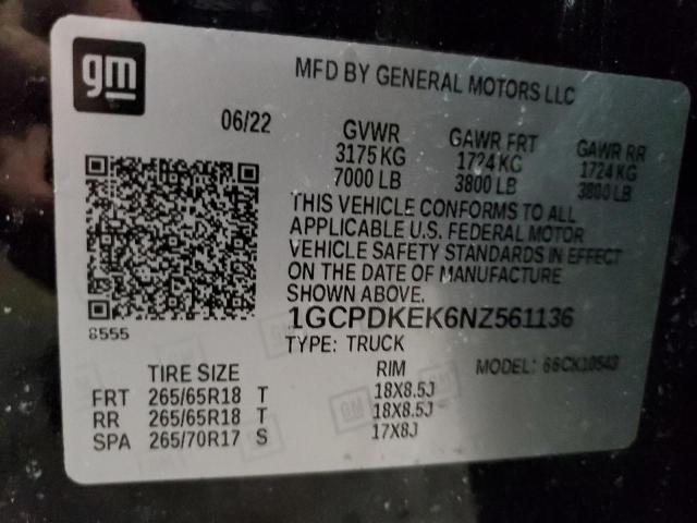 Photo 11 VIN: 1GCPDKEK6NZ561136 - CHEVROLET SILVERADO 