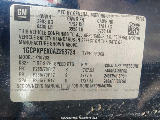 Photo 8 VIN: 1GCPKPEX0AZ263724 - CHEVROLET SILVERADO 1500 