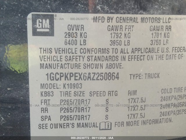 Photo 8 VIN: 1GCPKPEX6AZ250864 - CHEVROLET SILVERADO 1500 