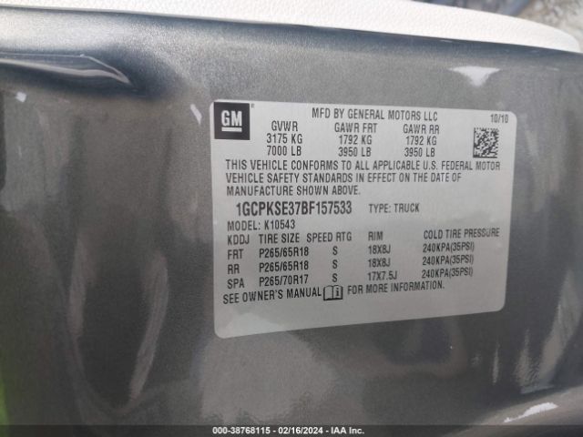 Photo 8 VIN: 1GCPKSE37BF157533 - CHEVROLET SILVERADO 1500 