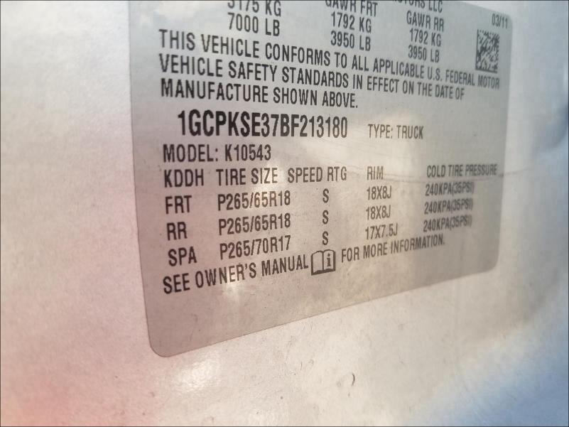 Photo 9 VIN: 1GCPKSE37BF213180 - CHEVROLET SILVERADO 