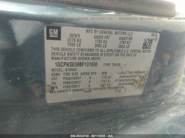 Photo 8 VIN: 1GCPKSE38BF131636 - CHEVROLET SILVERADO 1500 