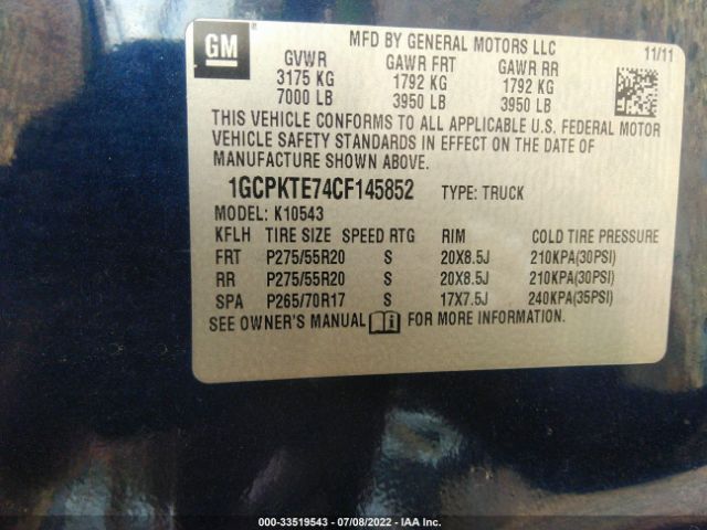 Photo 8 VIN: 1GCPKTE74CF145852 - CHEVROLET SILVERADO 1500 