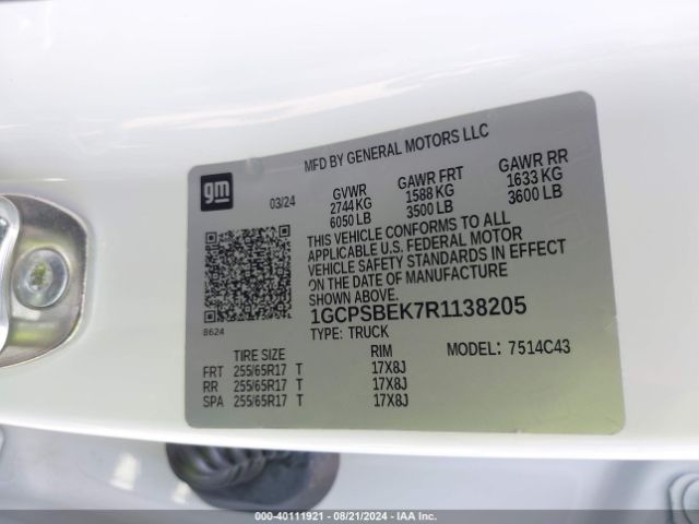 Photo 8 VIN: 1GCPSBEK7R1138205 - CHEVROLET COLORADO 