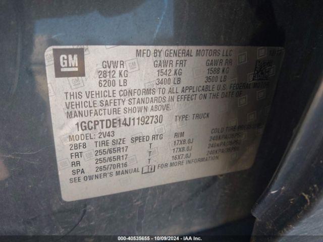 Photo 8 VIN: 1GCPTDE14J1192730 - CHEVROLET COLORADO 