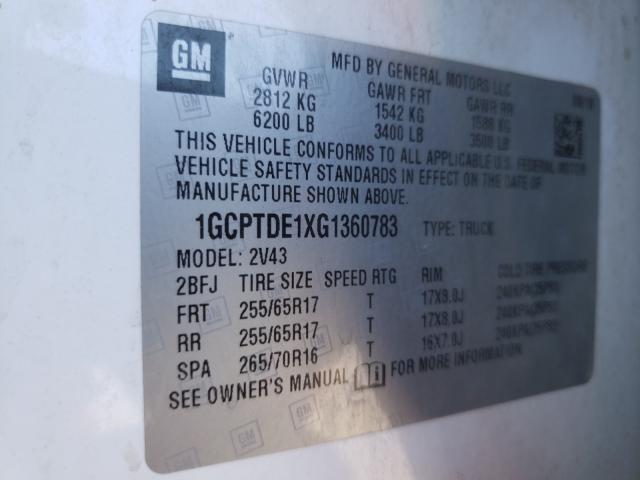 Photo 9 VIN: 1GCPTDE1XG1360783 - CHEVROLET COLORADO Z 