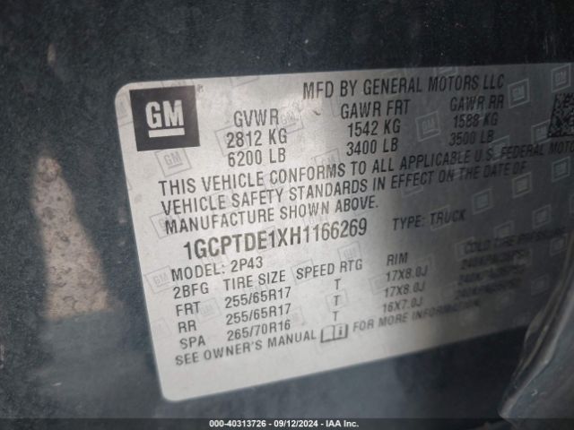 Photo 8 VIN: 1GCPTDE1XH1166269 - CHEVROLET COLORADO 