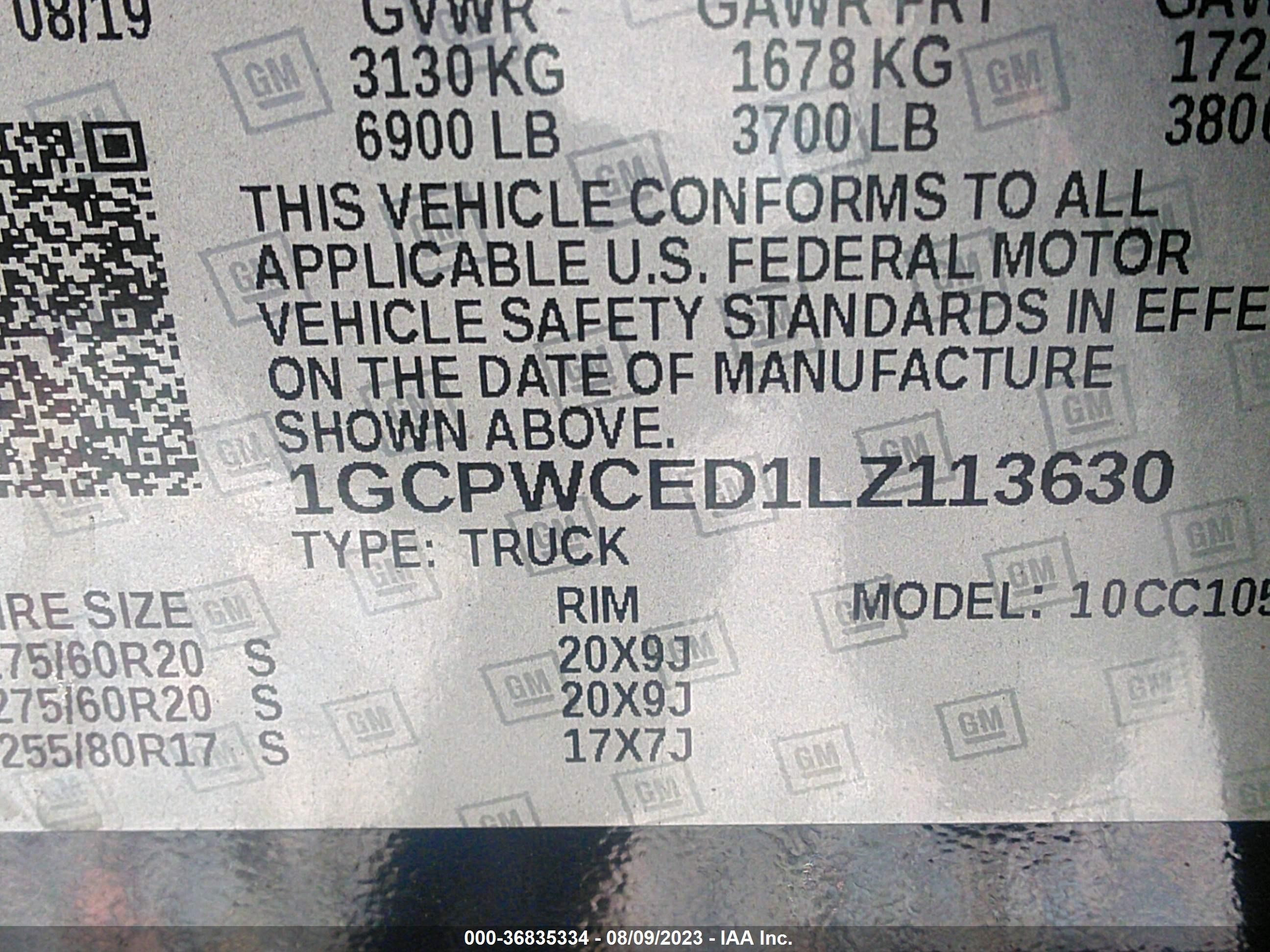 Photo 8 VIN: 1GCPWCED1LZ113630 - CHEVROLET SILVERADO 