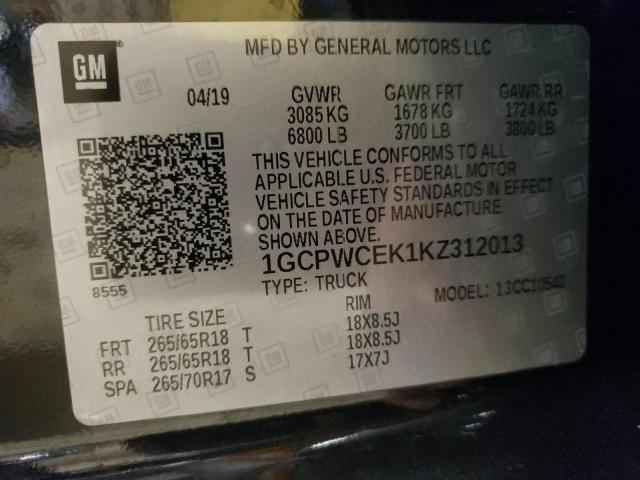 Photo 11 VIN: 1GCPWCEK1KZ312013 - CHEVROLET SILVERADO 