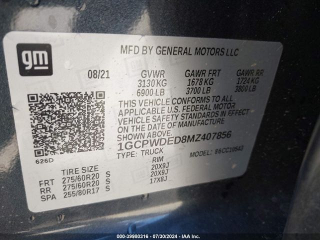 Photo 8 VIN: 1GCPWDED8MZ407856 - CHEVROLET SILVERADO 