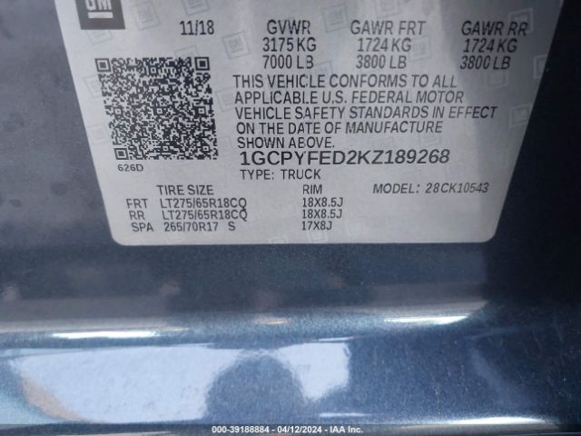 Photo 8 VIN: 1GCPYFED2KZ189268 - CHEVROLET SILVERADO 