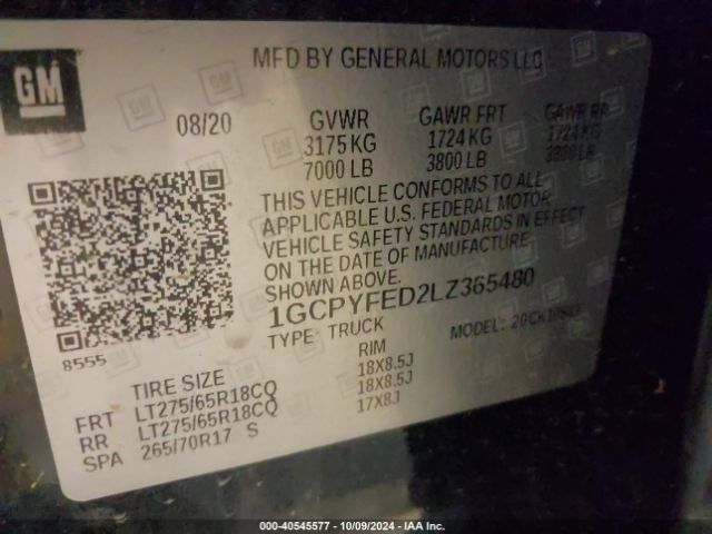 Photo 8 VIN: 1GCPYFED2LZ365480 - CHEVROLET SILVERADO 