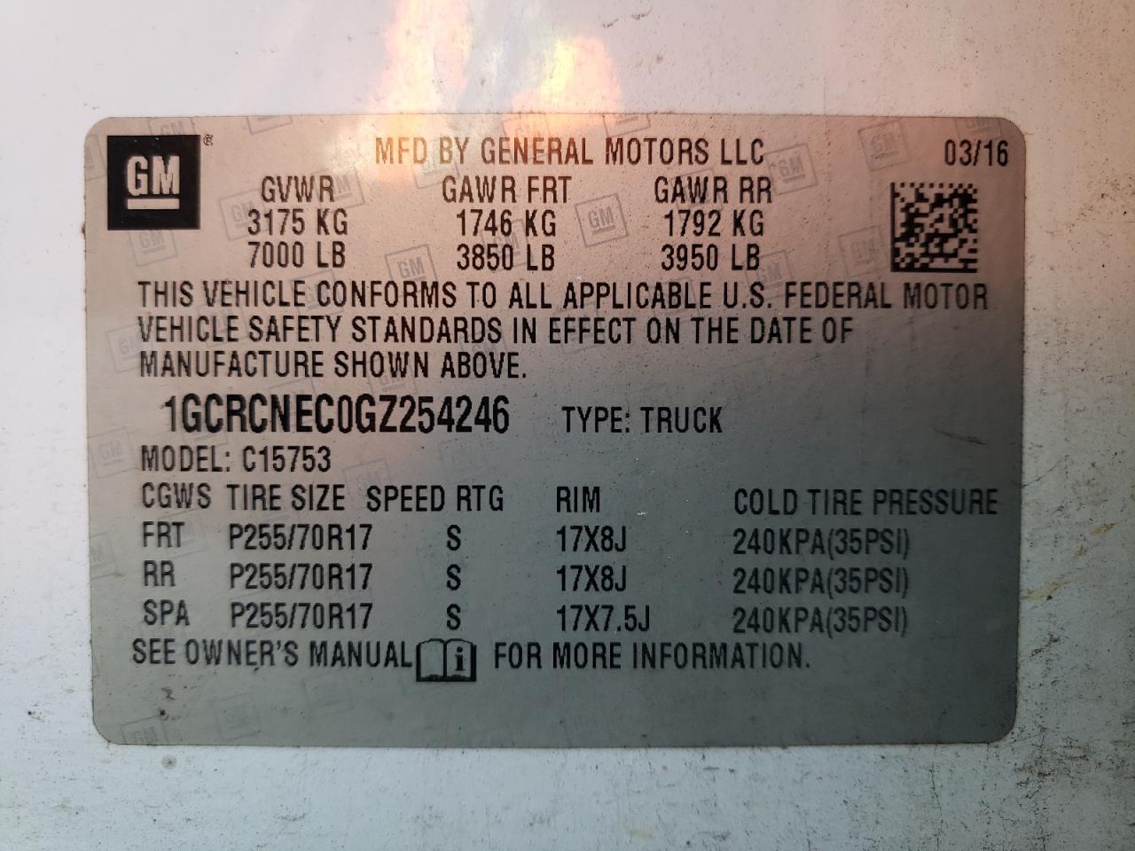 Photo 11 VIN: 1GCRCNEC0GZ254246 - CHEVROLET SILVERADO 