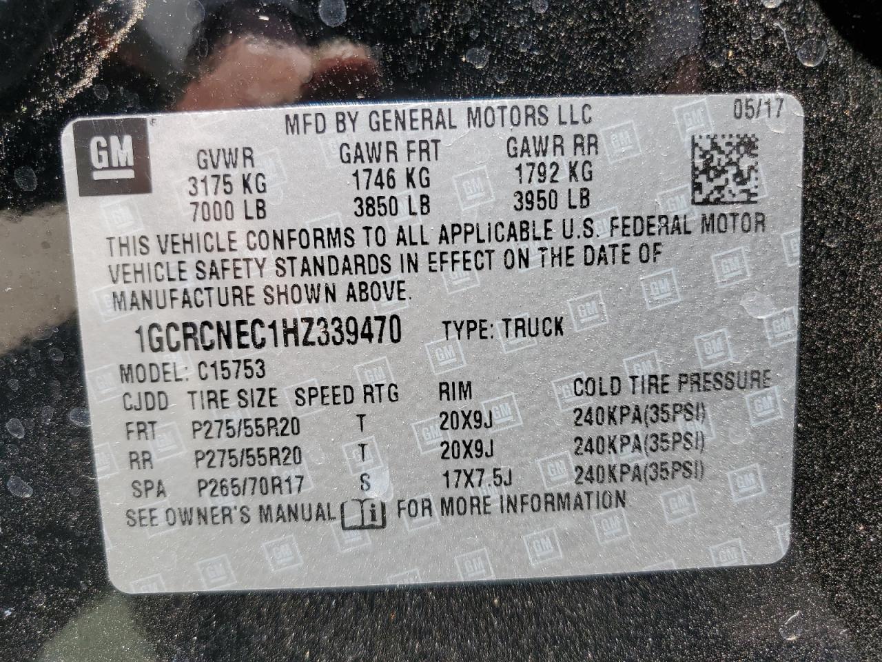 Photo 11 VIN: 1GCRCNEC1HZ339470 - CHEVROLET SILVERADO 