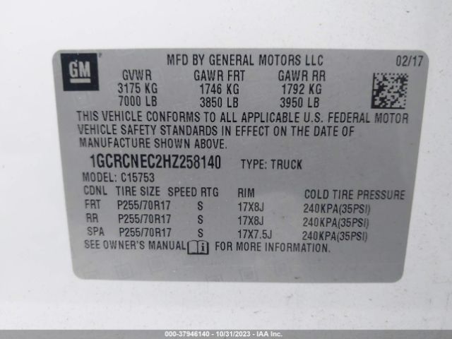 Photo 8 VIN: 1GCRCNEC2HZ258140 - CHEVROLET SILVERADO 1500 