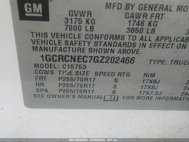 Photo 8 VIN: 1GCRCNEC7GZ202466 - CHEVROLET SILVERADO 1500 