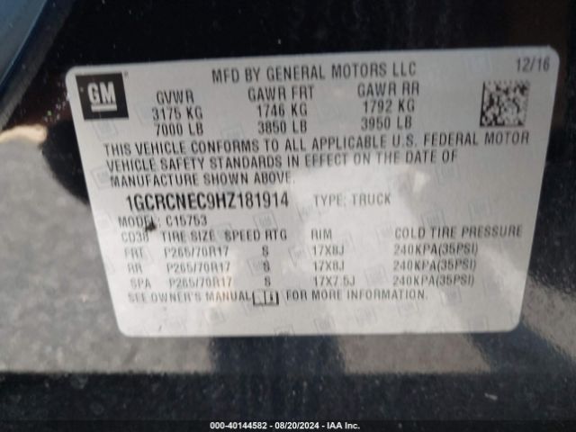 Photo 8 VIN: 1GCRCNEC9HZ181914 - CHEVROLET SILVERADO 