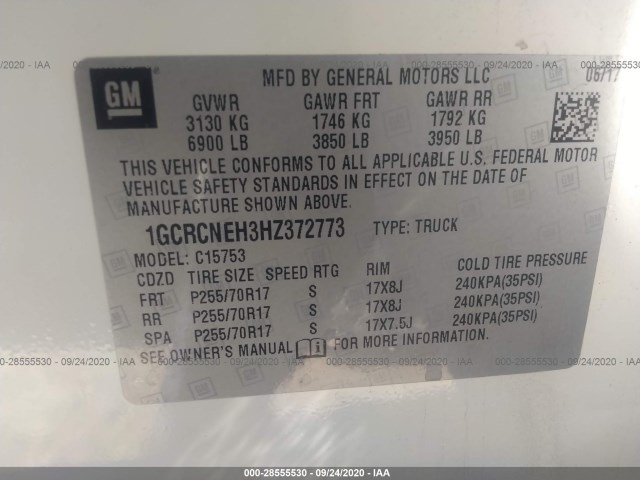 Photo 8 VIN: 1GCRCNEH3HZ372773 - CHEVROLET SILVERADO 1500 