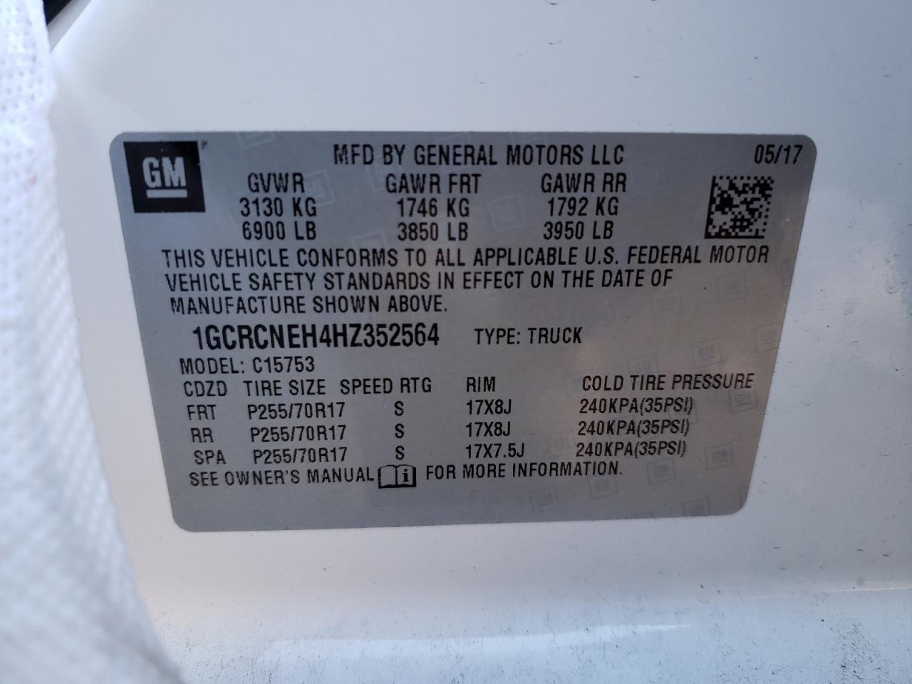 Photo 11 VIN: 1GCRCNEH4HZ352564 - CHEVROLET SILVERADO 